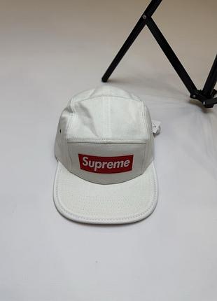 Supreme snapback cap / суприм кепка бейсболка пятипанелька снепбек с плоским козырьком белая