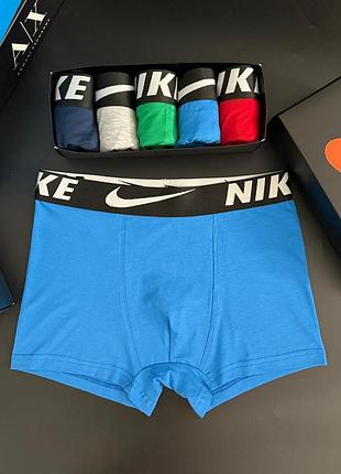 Чоловічі труси боксери nike найк набір 5 штук якісної білизни для чоловіка з натуральної бавовни в подарунковій коробці l