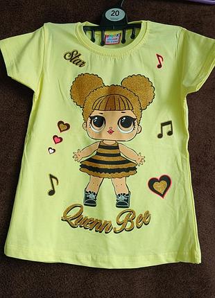 Футболка ярко жёлтая, с блестками,  для девочки, 5 лет