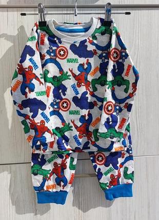 Брендовая хлопковая пижама marvel кофта и штаны для мальчика 18-24м 92см