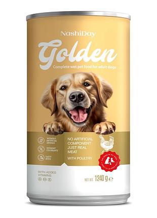 Консерва для взрослых собак golden с курицей 1,24 кг
