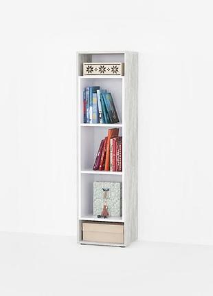 Книжкова полиця пенал 144х39х30, дитячий стелаж, етажерка в передпокій, шафа бетон+білий