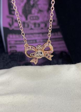 Vivienne westwood necklace ribbon heart rose pink gold