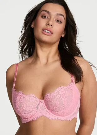 Бюстгальтер victoria’s secret dream angels wicked unlined lace balconette bra розовый кружевной 36d 🌸💖