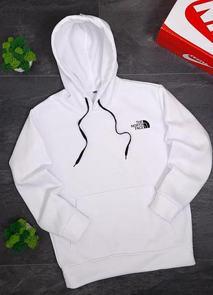 Зимова кофта тнф, флісове худі the north face, тепле худі білого кольору