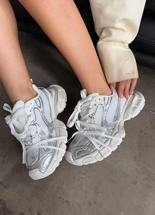 Белые кроссовки унисекс balenciaga 3хl white silver x баленсиага 39
