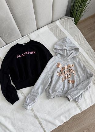 Вкорочені світшоти h&m 🖤134/140р, 8-10 років 🩶 два за 140 грн