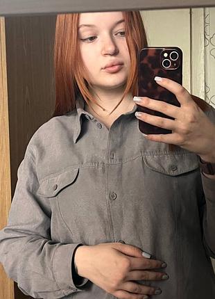 Сіра жіноча замшева сорочка m l xl