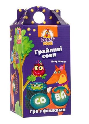 Настільна гра "crazy koko "грайливі сови. бачу слово!" vt8033-04 vladitoys