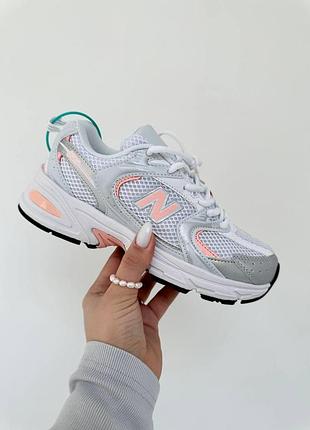 Белые кроссовки new balance 530 white silver pink х нью беланс 40