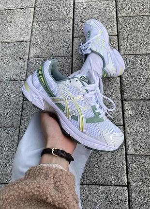 Білі кросівки унісекс asics gel 1130 white green х асікс 45