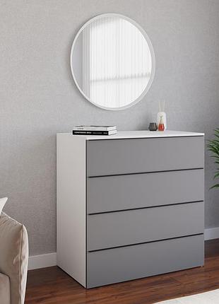 Комод на 4 шухляды 100х100х54. тумба комод для одежды с черными ручками белый+антрацит