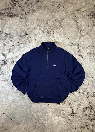Свтшот stussy, оригінальний полузамок 1/3 zip stussy, худак stussy, size xl