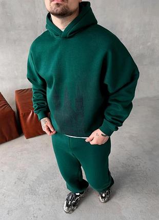 Худі штани зелений принт вежа
