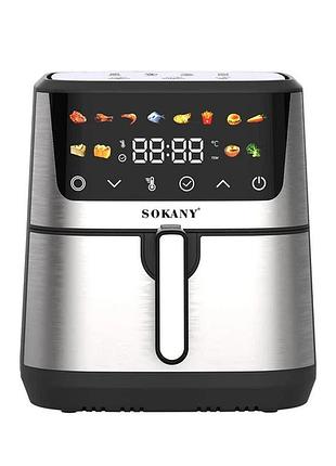 Аэрофритница электрическая sokany sk-10066 электрическая фритюрница без масла с таймером / аэрогриль 9.5 л 2400 вт