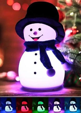 Детский силиконовый ночник снеговик snowman ljc-118 светильник аккумуляторный игрушка для сна