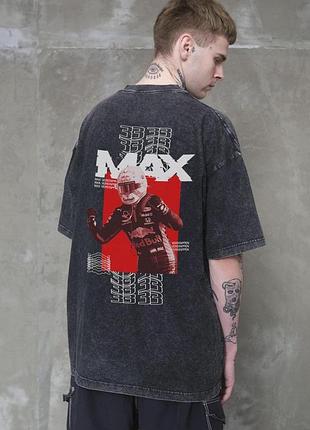 Мужская виварена оверсайз футболка without washed с принтом max black