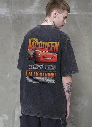 Мужская виварена оверсайз футболка without washed с принтом mcqueen black