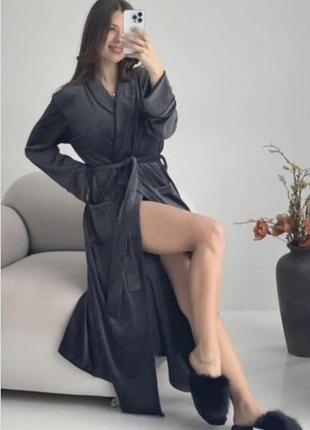 Халат длинный велюровый на запах р.s,m,l,xl