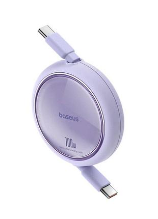 Кабель baseus free2draw mini, type-c to type-c 100w, длина 1 м, цвет: фиолетовый