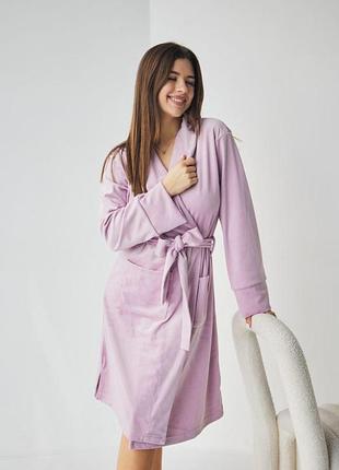 Халат жіночий короткий велюровий на запах р. s,m,l,xl