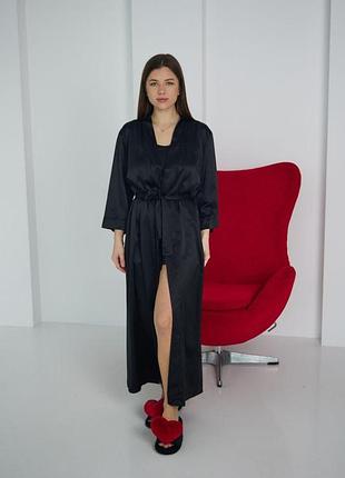 Жіночий довгий шовковий халат р.s,m,l,xl.
