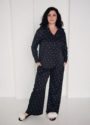 Шелковая пижама штаны и рубашка s/m,l/xl,2xl\3xl