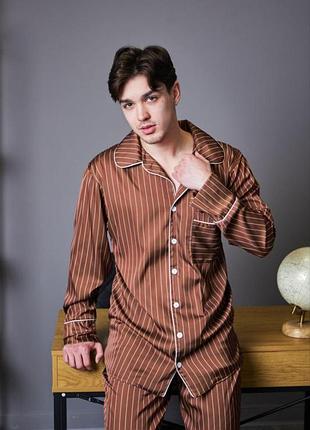 Мужская пижама шелковая домашний костюм р.s,m,l,xl