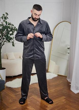 Чоловіча піжама велюрова домашній костюм р.m.l,xl,2xl