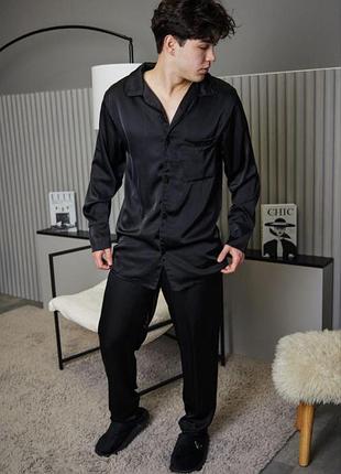 Мужская пижама шелковая домашний костюм р.s,m,l,xl