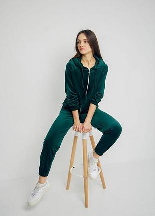 Женский велюровый спортивный костюм на молнии s,m,l,xl