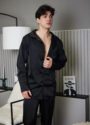 Мужская пижама шелковая домашний костюм р.s,m,l,xl