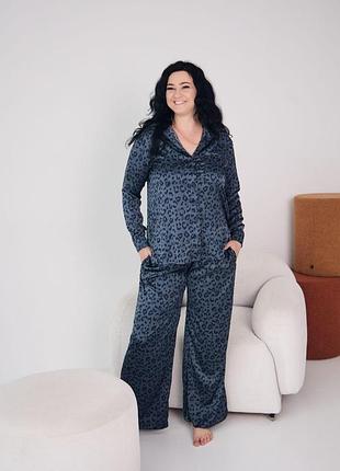 Шелковая пижама штаны и рубашка s/m,l/xl,2xl\3xl