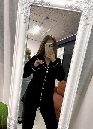 Женская пижама велюровая р.s,m,l,xl рубашка и штаны