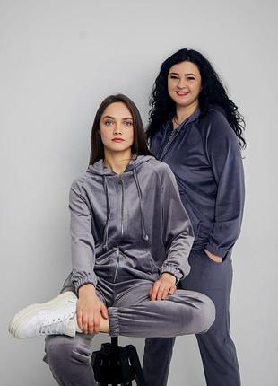 Женский велюровый спортивный костюм на молнии s,m,l,xl, 2xl, 3xl,4xl,5xl