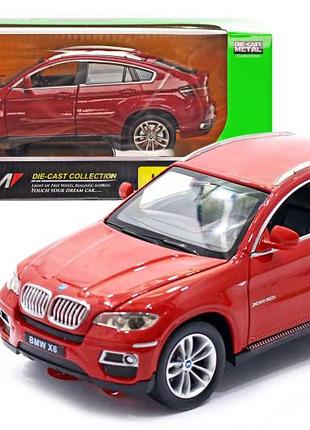 Машина металева 68250a 1:24 bmw x6 2 кольори, на батарейки, світло, звук, відкриваються двері, капот, багажник, в коробці