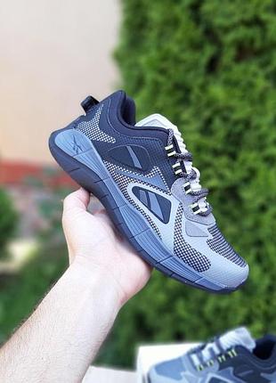 Чоловічі літні кросівки reebok zig kinetica edge сірі з чорним осінні кросівки рібок зіг кінетіка 42(26.5)
