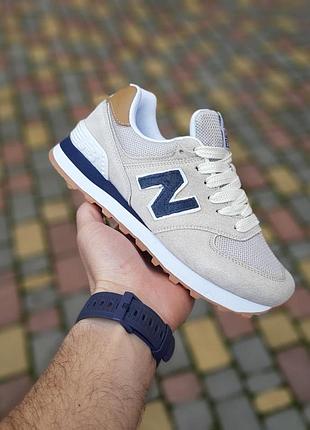 Жіночі літні замшеві кросівки new balance 574 classic сірі з синім кросівки нюбеланс 574 37(23см)