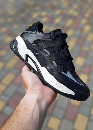 Чоловічі літні кросівки adidas niteball чорні на білій модні кросівки адідас найтбол чудової якості 44(28см)