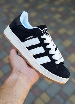 Жіночі кросівки adidas campus чорні з білим на бежевій модні кросівки адідас кампус чудової якості 38(24см)