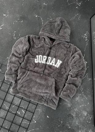 Чоловічий плюшевий сірий худі jordan модна оверсайз толстовка джордан для хлопця m