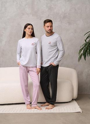 Чоловіча піжама з кофтою в смужку — family look для пари tom john 93482 l