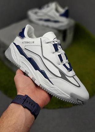 Чоловічі літні кросівки adidas niteball білі з синім модні кросівки адідас найтбол чудової якості 44