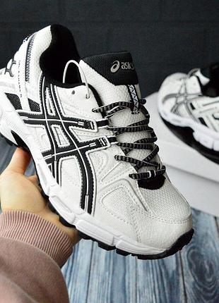 Чоловічі зимові кросівки asics gel kahana 8 білі з чорним модні кросівки на хутрі для хлопця