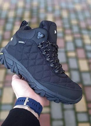 Зимові чоловічі високі кросівки на хутрі merrell ice cup moc ii чорні з білим теплі кросівки мерел айс кап 42(26.5см)