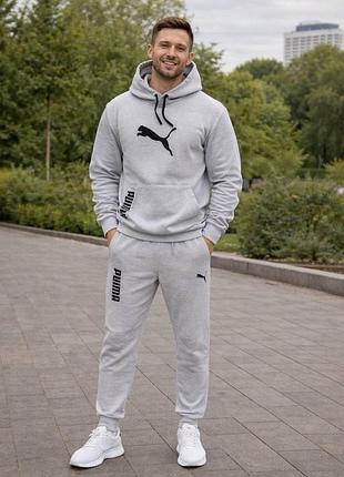 Чоловічий спортивний костюм-двійка: худі та штани, розміри: s, m, l, xl, xxl сірий, m