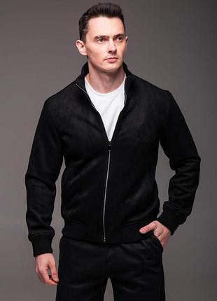 Мужская замшевая куртка-бомбер с воротником стойкой, размеры: m,l,xl,2xl,3xl