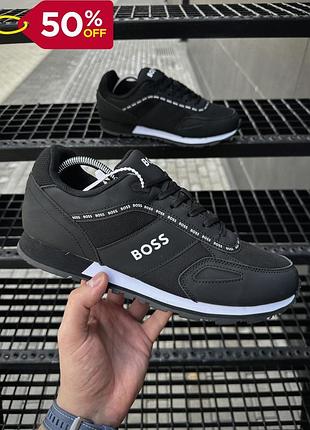 Кросівки hugo boss чорні для чоловіків стильне взуття з натуральної замші з комфортною підошвою топ якість