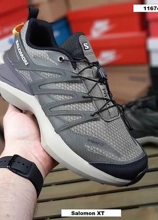 Кроссовки мужские salomon xt хаки демисезонные текстильные саломон хт спортивные для бега и ходьбы
