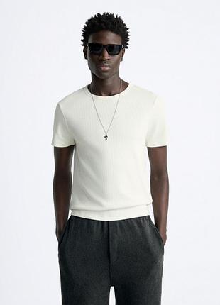 Футболка zara базова рубчик 5644/366 white